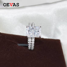 OEVAS Sparkling 8*11mm High Carbon Diamond Wedding Rings Set For Women Top QUALITY 100% 925 Sterling Silver Party Fine Jewelry 2024 - buy cheap