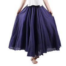Women Maxi Cotton Skirt Long Skirts Elastic Waist Pleated Skirts Beach Boho Vintage Summer Skirts Faldas Saia A line Skirts 2024 - buy cheap