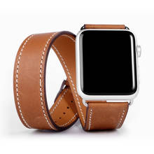 Strap for Apple watch band 44mm/40mm 42mm/38mm Genuine Leather watchband Double Tour belt bracelet iWatch series 5 4 3 se 6 band 2024 - buy cheap