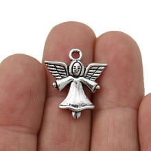 10 Uds. De colgantes de alas de Ángel chapadas en plata antigua para fabricación de joyas, pulsera, accesorios de bricolaje 22x20mm 2024 - compra barato