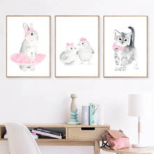 Póster de lona con tocado rosa para decoración de dormitorio, pintura nórdica con impresión artística para pared de guardería, imagen de decoración para niños y niñas 2024 - compra barato