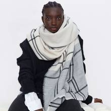 POBING зимний мягкий кашемировый шарф для женщин Лоскутная работа плед длинный шарф Обертывания утолщаются теплые унисекс основные одеяло пашмины 2024 - купить недорого