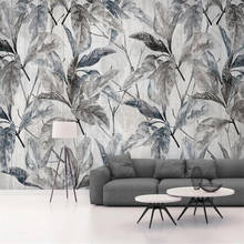 Papel tapiz mural 3D personalizado, mural nórdico minimalista moderno, hojas blancas y negras, fondo retro de madera, pintura decorativa para pared, wallpap 2024 - compra barato