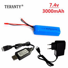 Bateria original de 7.4v e 3000mah lipo para transmissor frsky tarani x9d plus, acessórios de brinquedo, bateria recarregável 2s 7.4v + carregador 2024 - compre barato