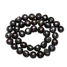 Perlas de agua dulce cultivadas en color negro, cuentas barrocas de 9-10mm, cuentas de piedra Natural para pulseras, collar, fabricación de joyería artesanal, hilo de 15" 2024 - compra barato