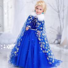 Anna Elsa Girls Princess Dress Christmas Halloween Party Costumes Children Birthday Vestidos Spring Autumn Clothes 2024 - buy cheap