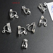 FLTMRH 4PCS 12*10MM  Silver Color Earring Clips No Pierced   Photo Glass Cabochon Settings Cameo Base For Jewelry Making 2024 - buy cheap