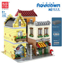 MOULD KING 16008 Streetview edificio el café casa asamblea modelo bloques de construcción ladrillos juguetes educativos para niños regalos 2024 - compra barato