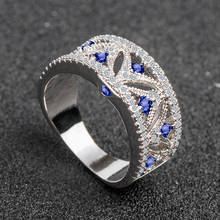 Exquisite September Birthstone 925 anillos SilverWedding Party / dinnerRings For Women Men Blue Crystal Zircon Best Birth Gifts 2024 - buy cheap