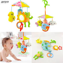 OOTDTY Cute Cartoon Animal Crib Hanging Bell Toy Baby Bed Stroller Wind Chime Newborn Pushchair Rattle Doll With Safety Mirror 2024 - buy cheap