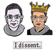 2-in-1 DIY Hand-painted Pin Ruth Bader Ginsburg and I Dissent Enamel Pin for Backpack #W0 2024 - buy cheap