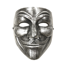 V for Vendetta-Máscara de Cosplay, suministros de disfraz, Guy Fawkes, máscara de oro, mascarada de Halloween, bronce, Horror, máscaras de plata, máscara de asesino 2024 - compra barato