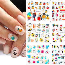 12pcs Summer Coloful Fruits Pattern Nail Sticker Decals Abstract Image Water Transfer Slider Nail Wraps Manicure Decoration 2020 2024 - buy cheap
