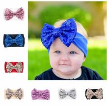 New Newborn Toddler Sequin Bow Headwraps Cute Baby Girls Knot Nylon Turban Headbands Fashion Children Hair Accessories 2024 - buy cheap