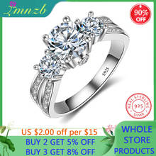Anel de joias finas lmnzb 925 prata esterlina real, conjunto de anéis de casamento 1.5 quilate 7.5mm cz diamante, anéis de noivado para mulheres lr036 2024 - compre barato