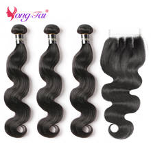 YuYongtai Remy Brazilian Hair Weave Bundles With Closure Body Wave Bundles With Closure 3 Bundles 4x4 Lace Closure Free Shipping 2024 - buy cheap