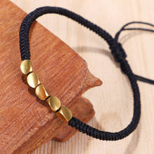 QiLuxy Handmade Weave Vajra Knot Copper Beads Rope Bracelets for Women Men Fashion Lucky Yoga Charm Bracelet Jewelry Gifts 2024 - buy cheap