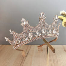 Diadema de Princesa Real de cristal brillante, tiara y coronas de estilo barroco Retro, velo de novia, joyería para el cabello, novedad 2024 - compra barato