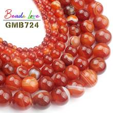 Natural Stone Dark Orange Striped Agates Round Beads for Jewelry Making Diy Bracelet Necklace Wholesale 4 6 8 10 12mm 15 Inches 2024 - buy cheap