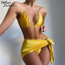 Whatiwear Sexy Beachwear Three Piece Sets Women 2021 Summer Casual Backless Crop Top+Underpants+Bandage Skirt Matching Set Hot 2024 - buy cheap