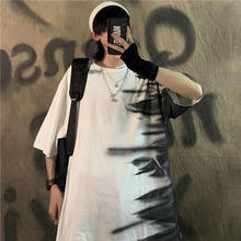 Short-sleeved Oversized Tshirt Men T-shirt Women Trend Korea Loose Dark Funeral Retro Tie-dye Graffiti Tops Goth Punk Clothes 2024 - buy cheap