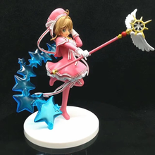 Anime Card Captor Sakura KINIMOTO SAKURA Clear card Ver PVC Action Figure Model Long Wings Stars Magic Staff Pink Dress Toy 19cm 2024 - buy cheap