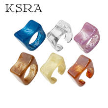 KSRA-anillo acrílico transparente para mujer, sortija Simple Irregular, colorida, con patrón de mármol, conjunto de anillos de resina Funky para mujer, regalo de joyería 2024 - compra barato