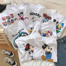 Camiseta de dibujos animados para adolescentes, niñas y niños, Mickey, Minnie, Mouse, Pato Donald, manga corta, ropa para niños 2024 - compra barato