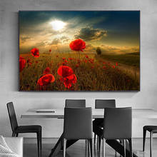 Red Poppies Canvas Paintings Sunset Canvas Posters and Prints Flowers Wall Art Pictures for Living Room Decoration 2024 - buy cheap