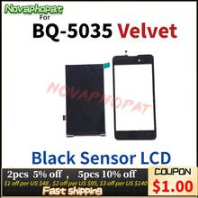 Novaphopat preto/dourado/branco para bq 5035 BQ-5035 veludo bqs 5035 digitador da tela de toque sensor display lcd + rastreamento 2024 - compre barato