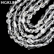 Hgklbb miçangas de pedra soltas, colar de cristal de rocha branca, irregular, cascalho para fazer joias, pulseira colar 4 ~ 8mm 15'' 2024 - compre barato
