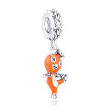 QANDOCCI-Colgante de pájaro naranja para fabricación de joyas, pulsera Pandora, plata 925 Original 2024 - compra barato