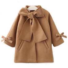 Fashion Toddler Kids Baby Girls Overcoat Woolen Bowknot Single Breasted Coat for Girl Outerwear Autumn Winter Warm Clothes 2-8Y 2024 - buy cheap