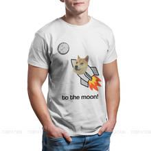 Doge to the moon camiseta com pescoço o, camiseta clássica com algodão puro, design de tamanho grande, para homens, cão ecoin 2024 - compre barato