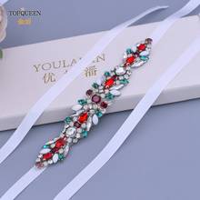 TOPQUEEN S477 Colorful Jewel Bridal Belt Red Green Stones Rhinestone Sash Women'S Party Prom Dress Wedding Dress Accessories 2024 - buy cheap