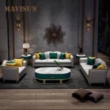 Современный роскошный кожаный диван-шезлонг, золотистый металл, для гостиной, одно, два, три места, стул, мебель для дома 2024 - купить недорого