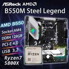 AM4 ASRock B550M Steel Legend игровая материнская плата Combo AMD Ryzen 7 5800X CPU 5800X AMD Ryzen Kit игровая пластина-материнская плата DDR4 AM4 Новинка 2024 - купить недорого