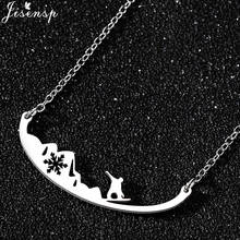 jisensp Snow Mountain Range Pendant Necklace 2020 Trendy Snowboarder Stainless Steel Necklace Women Skiing Jewelry Sports Gifts 2024 - buy cheap