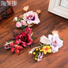 Haimeikang-pente de cabelo floral feminino, pente para madrinha, casamento, para festa, acessório para cabelo 2024 - compre barato