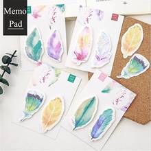 Bloc de notas con temática de plumas, pegatinas bonitas para diario, calcomanía para álbum de recortes, Bloc de notas Kawaii, diario de papelería, 4 paquetes por juego, 01886 2024 - compra barato