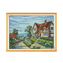 Beautiful village cross stitch kit 14ct 11ct count printed canvas stitching embroidery DIY handmade needlework 2024 - buy cheap