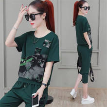 Korean Summer Casual Two Piece Set For Women 2022 New Style Loose Short Sleeve With Trousers Fashion Set Piece For Ladies 2024 - buy cheap