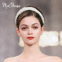 Niushuya tiara com miçangas artesanal, faixa de cabeça com pérolas europeu, coroa selvagem, acessórios para casamento, damas de honra, noiva 2024 - compre barato