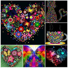 5d diy pintura diamante cor coração borboleta ponto cruz kit completo diamante bordado mosaico arte imagem com strass decora 2024 - compre barato