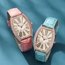 Relojes de lujo con esfera Digital de cuero para Mujer, pulsera de cuarzo de marca, Reloj de diamante, W50 2024 - compra barato