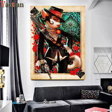 Full Diamond embroidery Cartoon Cat Lady Poker 5d diy diamond painting Mosaic diamonds art Embroidery with diamond round drill 2024 - buy cheap