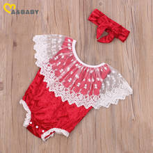 Ma&Baby 0-24M Christmas Newborn infant Baby Girls Red Romper Princess Lace Ruffles Velvet Jumpsuit Sleeveless Clothes 2024 - buy cheap