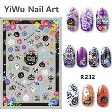 2 Cards Halloween water transfer nail art stickers decals nails decorations manicure tools pumpkin skull design 2020 New 2024 - buy cheap