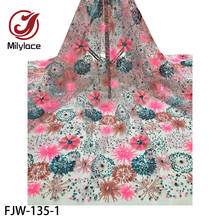 Milylace africano bordado rendas lantejoulas tecidos de alta qualidade padrão flor seqüência laços tecido para o casamento FJW-135 2024 - compre barato