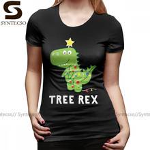 Camiseta de manga corta de algodón 100 para mujer, remera divertida de árbol de dinosaurios y Rex de Mamasaurus, playera grande de verano 2024 - compra barato